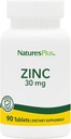 NaturesPlus Zinc Tablets - 30 mg, 90 Vegetarian Tablets - Immune System Supplement for Cellular Growth & Repair - Promotes Healthy Digestion, Metabolism & Vision - Gluten-Free - 90 Servings