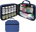 Large Padded Pill Bottle Organizer, Medicine Bag, Case, Carrier for Medications, Vitamins, and Medical Supplies - Travel Medicine Organizer and Home Storage Med Bag - Blue (Without Lock)