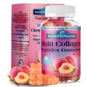 Multi Collagen Peptides Gummies, Sugar Free Hydrolyzed 5000mg Protein丨Type I,II,III,V,X with Biotin Hyaluronic Acid Vitamin C A D B6 B12 L-Glutathione for Skin Hair Nail Joint Bone -Peach Gummies