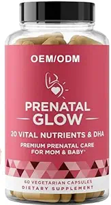 Prenatal Glow Vital Nutrients & DHA - Premium Prenatal Care for Mom & Baby- Prenatal for Women to Support Fetal Development, A More Pleasant Pregnancy 1 Month Supplies 60 Capsules