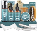 Beard Kit,Beard Grooming Kit for Men W/Straight Razor,2 PACK Beard Oil, Wash, Balm, Brush, Comb, Scissors Mens Birthday Christmas Gifts for Men Boyfriend Husband Beard Trimming Shaving Kit