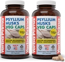 Yerba Prima Psyllium Husks Veg Caps, 400 Capsules (625mg) (Pack of 2) - Vegan, Non-GMO, Gluten Free, Colon Cleanser, Daily Fiber Supplement for Gut Health & Regularity