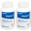 MAJOR Vitamin C 250 Mg - Dietary Supplement - 100 Tablets (2 Pack)