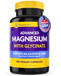 InnovixLabs Advanced Magnesium Capsules - 150 Ct, 210 mg - Chelated Glycinate and Malate - High Absorption, Promotes Relaxation, Bones, Muscle Health, Vegan Malate Sleep Supplement
