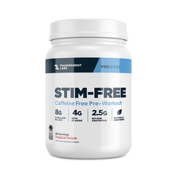 Transparent Labs Stim-Free Pre-Workout - Caffeine & Stim Free Pre Workout Powder for Men and Women with Beta Alanine Powder, Citrulline Malate, & elevATP - 30 Servings, Tropical Punch