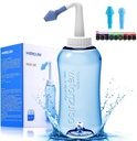 Darate Neti Pot Sinus Rinse Bottle, Nose Wash Cleaner Pressure Rinse Nasal Irrigation for Adult & Kid BPA Free with Sticker Thermometer (500ML)
