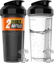 WrexX 2 Pack Protein Shaker Bottle - upto 28oz, 2x Shaker Ball, Portable Pre Workout Whey Protein Shaker Cups for Protein Shakes, Leak Proof Shaker Bottles for Protein Mixes