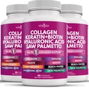 NEW AGE Collagen Pills Biotin Keratin Saw Palmetto Hyaluronic Acid- Vitamin E Folic Acid Pumpkin Seed MSM- 270 Count