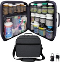 Extra-Large Pill Bottle Organizer, Medicine Bag, Carrier for Medications, Vitamins, and Medical Supplies - Modular Travel Medicine Organizer and Home Storage Med Bag - Dark Gray (with Lock)