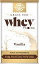 Solgar Grass Fed Whey to Go Protein Powder Vanilla, 11.9 oz - 20g of Grass-Fed Protein from New Zealand cows - Great Tasting & Mixes Easily - Supports Strength & Recovery - 13 servings
