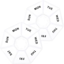 Sibba 7 Day Pill Organizer, 2 Pcs Medicine Pill Box, Daily Pill Holder, Portable Travel Pill Container Holder for Pocket or Purse, Medicine Planner for Vitamins Fish Oil, Supplements(Clear)