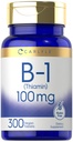 Carlyle B1 Vitamin 100mg | 300 Tablets | Supplement for Women & Men | as Thiamin HCl | Vegan, Non-GMO & Gluten Free