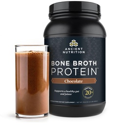 Ancient Nutrition Grass Fed, Cage Free, Bone Broth Protein Powder, 20g Protein, Hydrolyzed Collagen Peptides, Keto & Paleo Friendly, Supports Joint, Gut Health, Chocolate, 40 Servings