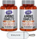 NOW Foods Sports Nutrition, Amino Complete™ | Protein Blend with 21 Aminos and B-6 | 120 Veg Capsules - Pack of 2 with Pill Organizer