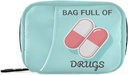 Naanle Medical Pills Pill Box 7 Day Case Bag Travel Organizer with Zipper Portable Weekly Compact Size for Vitamin Supplement Holder A Cartoon Blue White 4.6 x 3.14 x 1.88 Inch, 1.0 Count