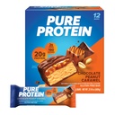 Pure Protein Chocolate Peanut Caramel Protein Bars – 20g Protein, 3g Sugar, 190 Calories (12 count) Low Sugar* High Protein Snack - Gluten Free - Perfect for a Healthy Snack