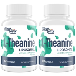 CyberCerix Liposomal L-Theanine 500mg, Complex with GABA 200mg & Magnesium 100mg, Extra Strength Supplement for Calm, Relaxation & Focus, Gluten Free - 120 Capsules