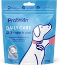 Protexin Daily Care Gut+ Skin & Coat | 60 Dog Chews, Salmon and Sweet Potato Flavor Dog Supplement | Probiotics for Dogs, Dog Postbiotics