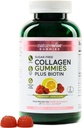 NatureWise Collagen Gummies - Sugar-Free Hydrolyzed Collagen Gummies - Type 1 & 3 Peptides for Women + Biotin, Vitamin C, E, & Zinc for Hair Skin and Nails Support - 180 Count[3-Month Supply]