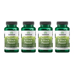 Swanson Organic Turmeric & Black Pepper Joint Health Supplement for Active Adults Seeking Anti-Inflammatory Support with Enhanced Bioavailability (60 Vegan Capsules, 4 Pack)