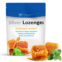 Silver Lozenges with Organic Manuka Honey and Vitamin C - All-Natural Nano Silver 45-50mcg of 60 PPM Colloidal Silver Mineral Drops to Support Immune System, Soothe, Cool Cough & Throat, 24-Lozenges