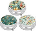 3 Pack Pill Box, Small Pill Case for Purse & Pocket, Cute Travel Medicine Organizer, Portable Medicine Container Holder to Hold Vitamins, Medication, Fish Oil & Supplement, Pretty Flowers
