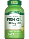 Nature's Truth Fish Oil 2000 mg | 600 mg Omega 3 | 250 Softgels | Natural Lemon Flavor | Non-GMO and Gluten Free Supplement