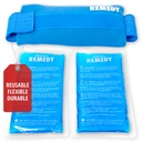 Perfect Remedy 2-Pack Gel Ice Packs for Injuries with Strap Cover, Flexible Hot Cold Compress, Soothing Soft Ice Packs for aid in Injuries Conditions, Alternative to Hot Water Bottles (Blue, Regular)