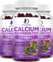 Calcium Magnesium Zinc Gummies witn Elderberry and Sea Moss, Calcium Magnesium 2:1, Contains Magnesium Glycinate, Vitamin D3, for Bones, Muscles, Calm Mood & Sleep Support , 60 Gummies(3 Packs)