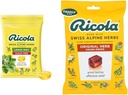 Ricola Sugar Free Lemon Mint Herbal Cough Suppressant Throat Drops, 105ct Bag & Original Natural Herb Cough Suppressant Throat Drops, 45 Drops, Fights Coughs Naturally
