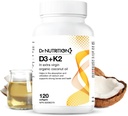 Vitamin D3 + K2 in Organic Coconut Oil, Vitamin K2 MK7 + D3 (1000IU), Rapid Bone and Heart Health Formula, Helps Absorb and Utilize Calcium, Supports Immunity, Improves Mood - 120 Softgels