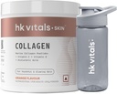 Heal;thKart hk Vitals Marine Collagen Supplement (Orange, 200g) & Sipper Bottle (Grey, 300ml) Combo Pack | with Vitamin C & E | for Healthy Skin, Hair & Nails