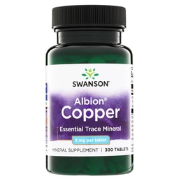 Swanson Copper Chelate Mineral Supplement for Adults Seeking Antioxidant, Immune, and Red Blood Cell Support - 2 mg (300 Tablets)
