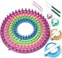 READAEER Round Knitting Looms Set Craft Kit Tool with Hook Needle and Pompom Maker