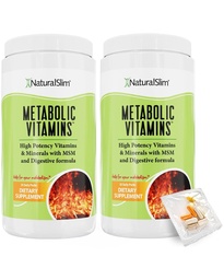 NaturalSlim Metabolic Vitamins, Multivitamin for Women & Men, Supports Energy, Metabolism & Nutrient Absorption with Digestive Enzymes, B-Complex & Niacin – 2 Pack