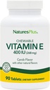 NaturesPlus Vitamin E Chewable - 400 iu, 90 Vegetarian Tablets - Natural Carob Flavor - Healthy Cardiovascular Function, Free-Radical Defense & Overall Wellbeing - Gluten-Free - 90 Servings