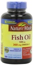 Nature Made Fish Oil 1200mg, 360mg Omega-3 100 Liquid Softgels (3 Pack)