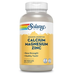 SOLARAY Calcium Magnesium Zinc Supplement - with Calcium 1000mg, Magnesium 500mg - Bone Health, Muscle Function, Heart Health and Immune Support - Vegan, 60 Day Guarantee, 62 Servings, 250 VegCaps