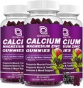GONGOTA Calcium Magnesium Zinc with Vitamin D3 Supplement, Highly Absorbent Calcium Gummies with 300mg Magnesium glycinate Support Bone & Teeth, Muscle for Adults and Teens,Sugar Free, Vegan (3 Pack)