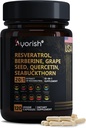 Resveratrol Supplement | Berberine Grape Seed Extract Quercetin Green Tea Extract Acai Noni Polyphenol Supplement for Women & Men, N-Acetyl Cysteine NAD Booster 120 Count