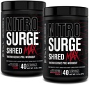 Jacked Factory Nitrosurge Shred Max Preworkout - High-Performance Thermogenic Pre Workout Powder with L Citrulline, Acetyl L Carnitine, Organic Caffeine - 80 Servings, Cherry Bomb & Watermelon Peach