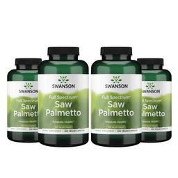 Swanson Saw Palmetto Full Spectrum, 540 mg, 250 Vegan Capsules, 4 Pack | For Men Seeking Prostate, Hair, and Urinary Health Support, Rich in Beneficial Fatty Acids, a Plant-Based Full-Spectrum