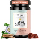 Winged Wellness Calm & Collected, Stress Relief Gummies - Stress Support Supplement with KSM-66 Ashwagandha, L-Theanine, GABA & Passionflower - Vegan & Gluten-Free Gummy - Raspberry, 42 Count