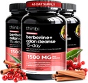Colon Cleanse Berberine Supplement 1500mg - 3 Pack - 15-Day Extra Strength for Men & Women w/Senna Leaf, Fast-Acting Natural Laxative for Constipation Relief, Gut Health -Made in USA