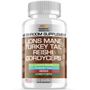 Stamiron Lions Mane Supplement Turkey Tail Mushroom Capsules with Cordyceps Extract & Reishi Mushrooms - Alt to Mushroom Gummies, Mushroom Powder, Mushroom Coffee - 90 Count
