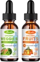 Fruits and Veggies Supplement - Balance of Natural Fruit and Vegetables Liquid Drops 2 Pack, Whole Food Supplement - Filled with Vitamins and Minerals - 2 FL OZ Fruit & 2FL OZ Veggie