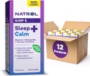 Natrol Sleep+ Calm Melatonin 6mg With Ashwagandha, L-Theanine and Lemon Balm, Dietary Supplement for Restful Sleep and Calm the Mind, 30 Capsules, 30 Day Supply (Pack of 12)