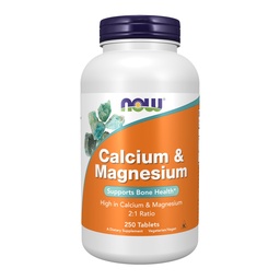 NOW Supplements, Calcium & Magnesium 2:1 Ratio, High Potency, 250 Tabs