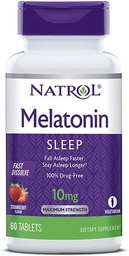 Natrol Melatonin Sleep Maximum Strength fast dissolve Strawberry flavor 10 mg 60 Tablets (Pack of 2)
