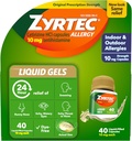 Zyrtec 24 Hour Allergy Relief Liquid Gels, Antihistamine Capsules with Cetirizine HCl Allergy Medicine for All-Day Relief from Runny Nose, Sneezing, Itchy Eyes & More, 40 Count